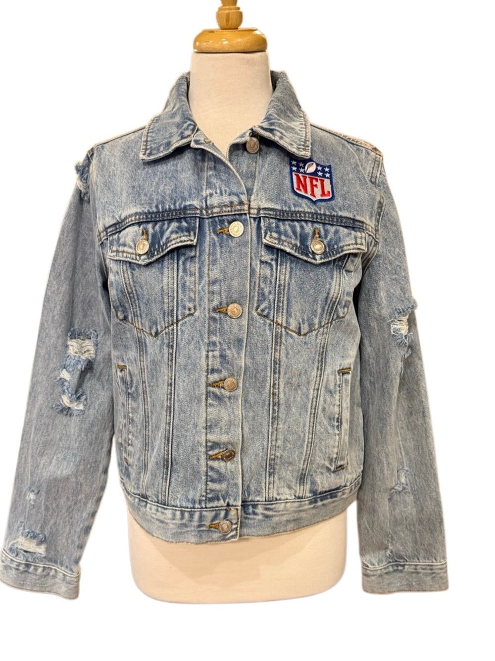 Atlanta Falcons NFL Football Forever 21 Denim Jean Jacket Size M - Picture 4 of 15
